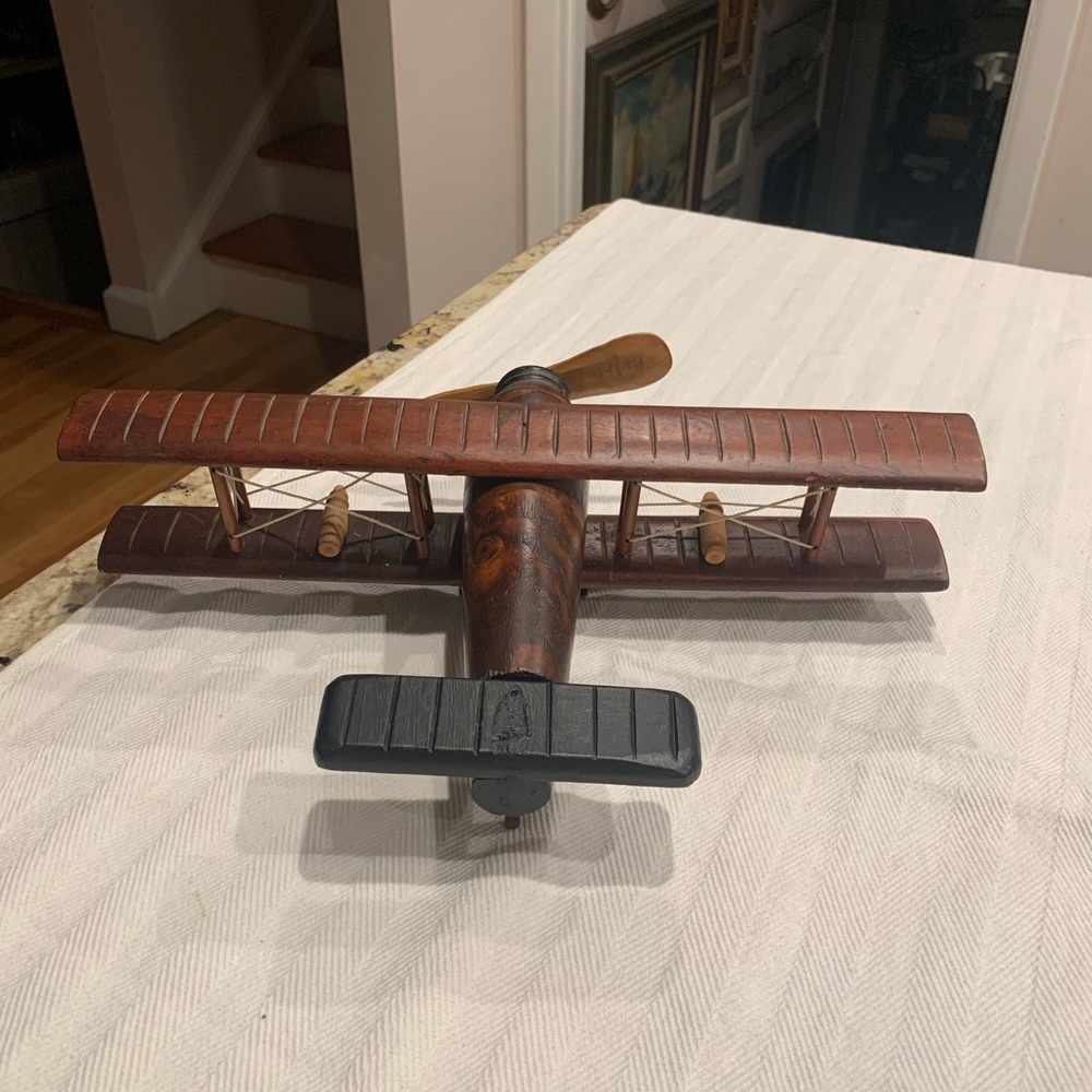Vintage Wooden Biplane Model - Picture 4 of 6
